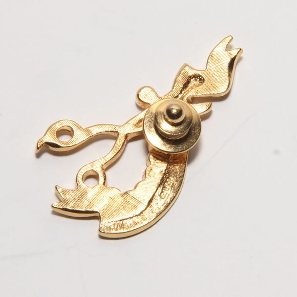 Vintage Avon (6644) #1 Hairdresser Lapel Bin Brooch Gold tone Rhinestones - Picture 2 of 4